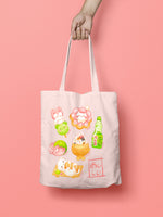 tote bag kawaii cats japanese food