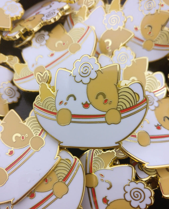Ramen cat enamel pin